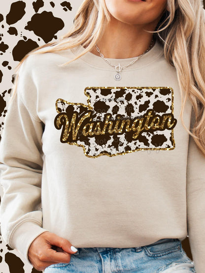 Cow Print States DTF Transfer - Daydream Design Store - Physical