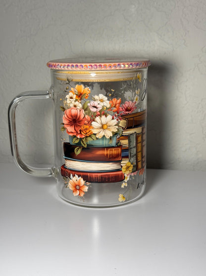 Just a Girl Book Lover 17oz Glass Can Mug