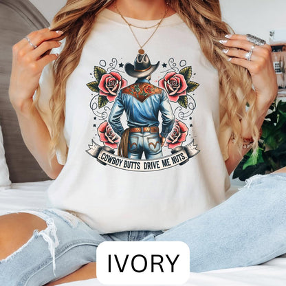 Cowboy Butts Drive me Nuts Funny Oversized Tee