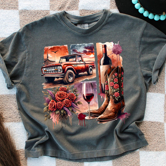 Vintage Western Boxy Crop Top Tee