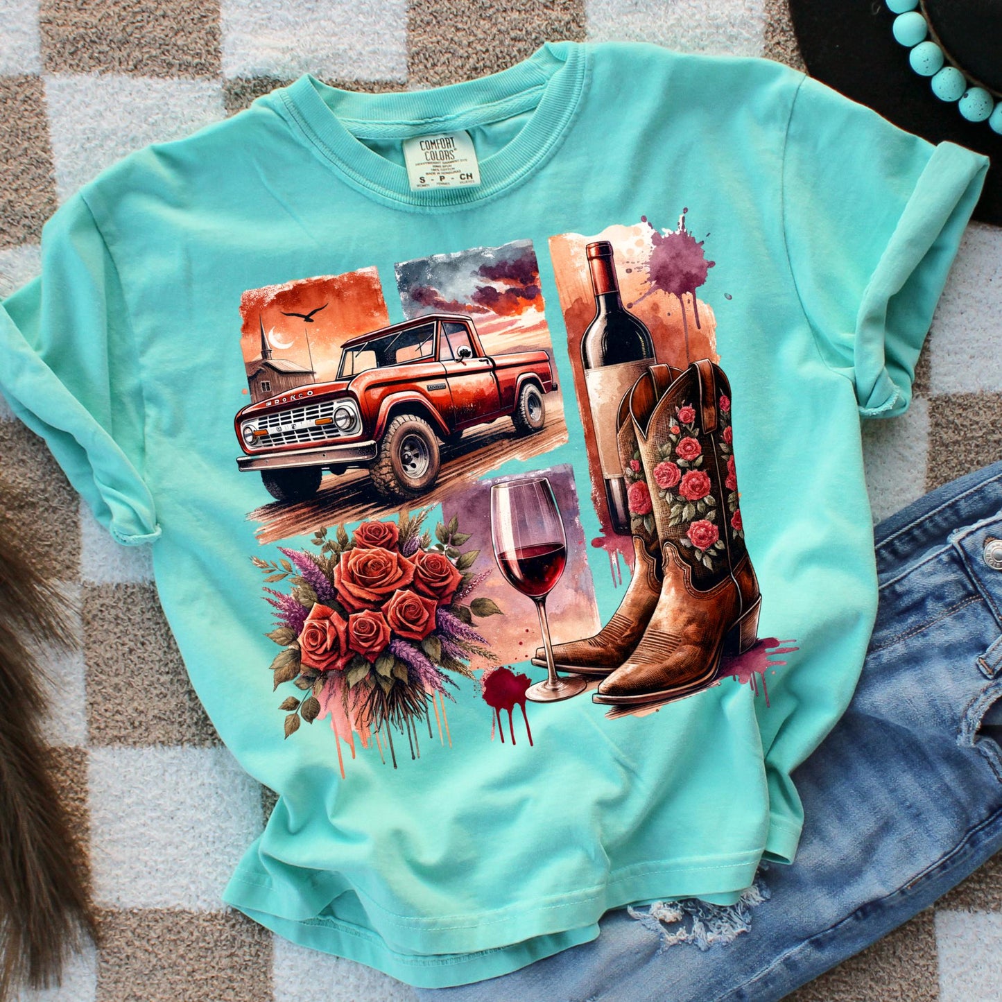 Vintage Western Boxy Crop Top Tee