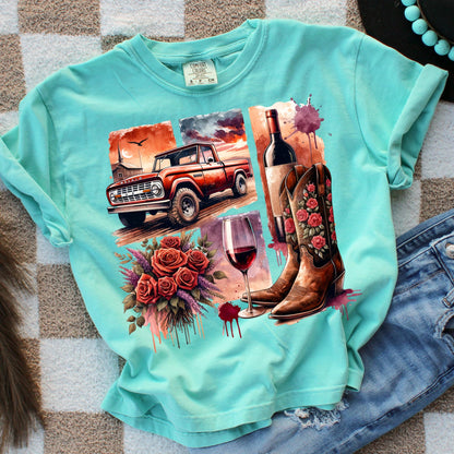 Vintage Western Boxy Crop Top Tee