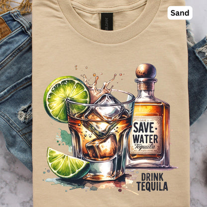Save Water Drink Tequila Funny Tee