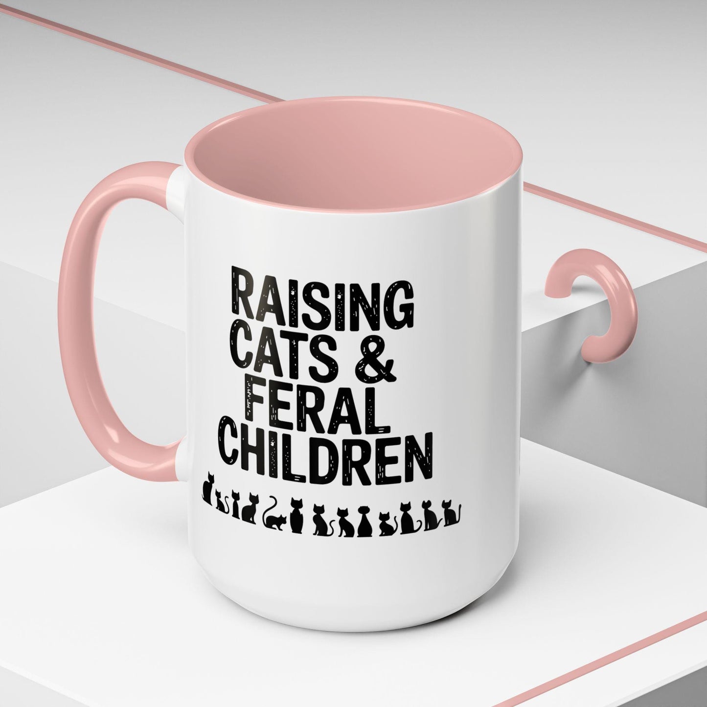 Funny 15oz Coffee Mug Raising Cats & Feral Children