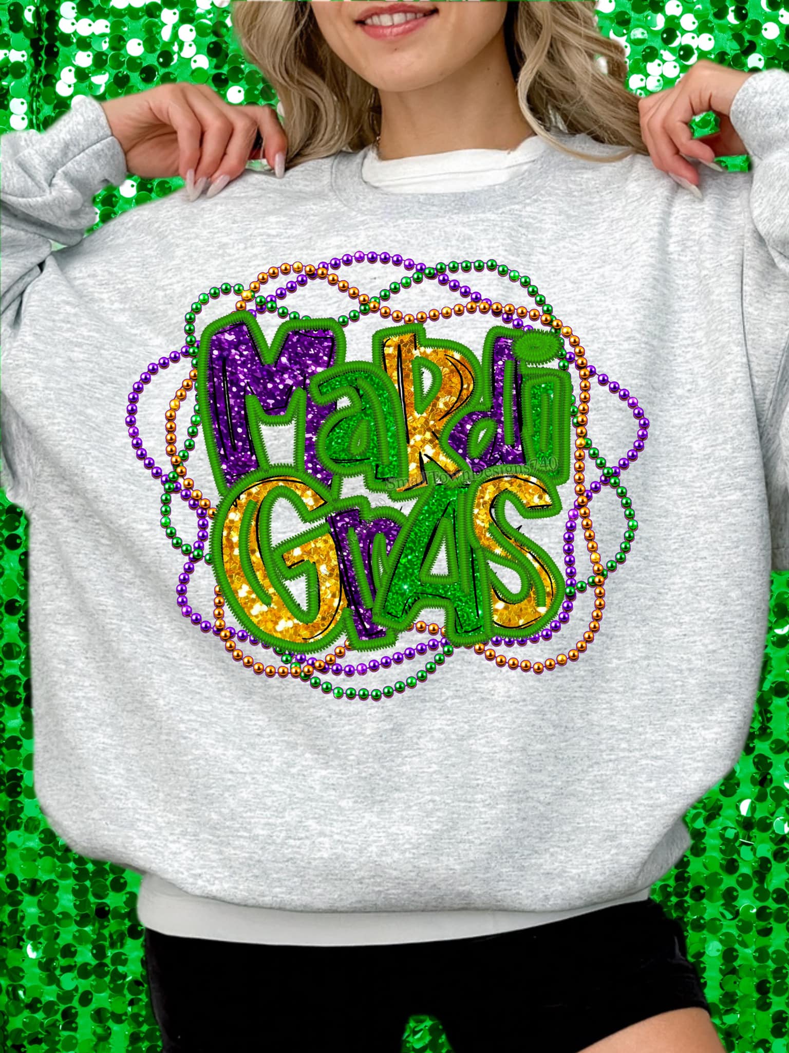 Mardi Gras Faux Embroidery DTF Transfer - Daydream Design Store - Physical