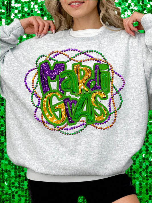 Mardi Gras Faux Embroidery DTF Transfer - Daydream Design Store - Physical