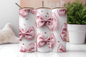 Pink Bow Pearls 20oz Sublimation Tumbler Wrap - Daydream Design Store - Physical