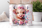 Pink Bows Coquette Highland Cow 20oz Sublimation Tumbler Wrap - Daydream Design Store - Physical
