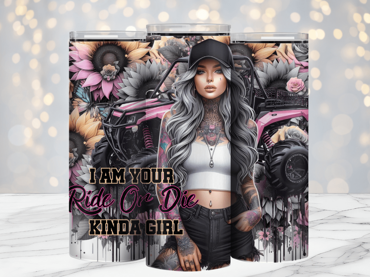 Ride or Die Kinda Girl 20oz Sublimation Tumbler Wrap - Daydream Design Store - Physical