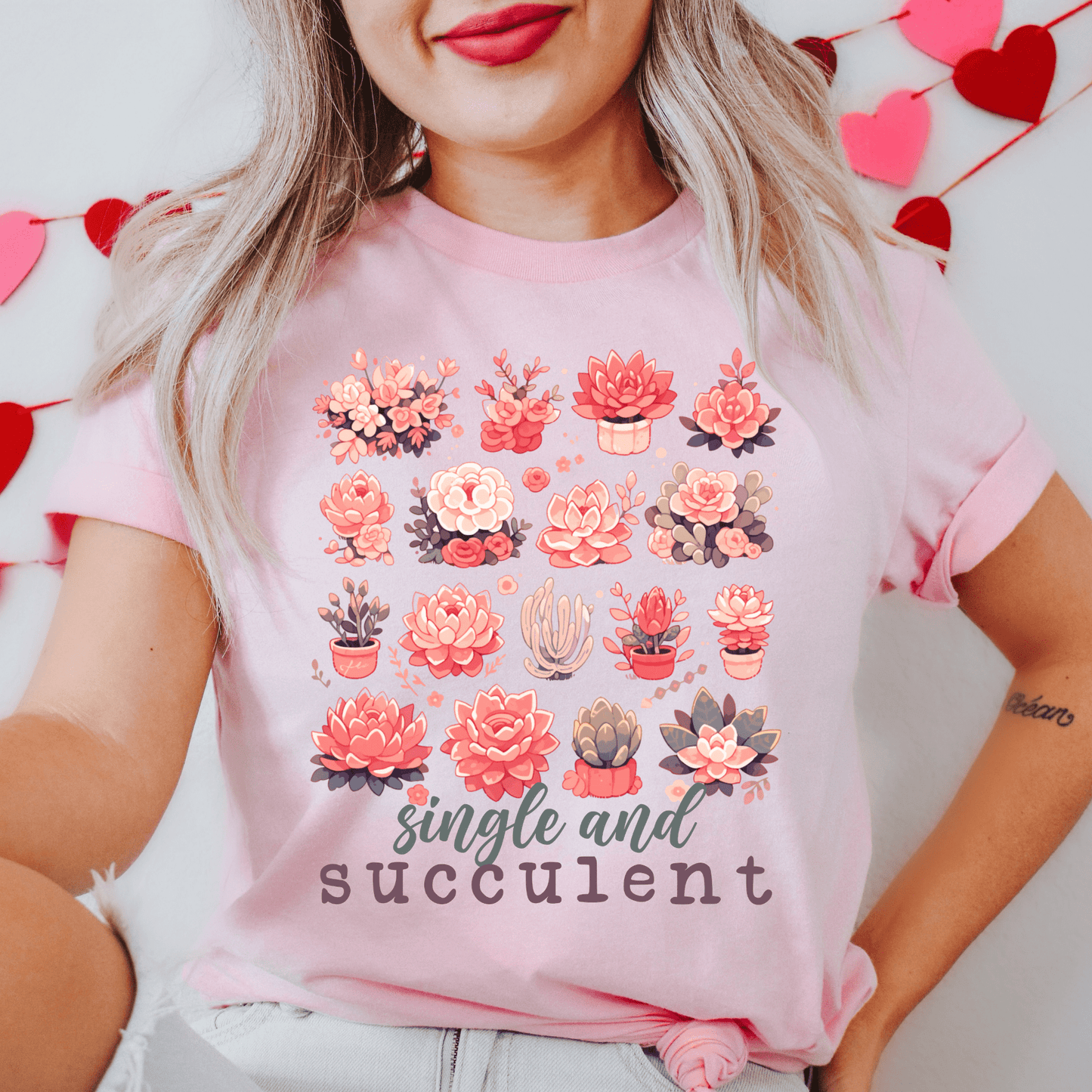 Single and Succulent Valentine Botanical DTF Transfer - Daydream Design Store - Physical