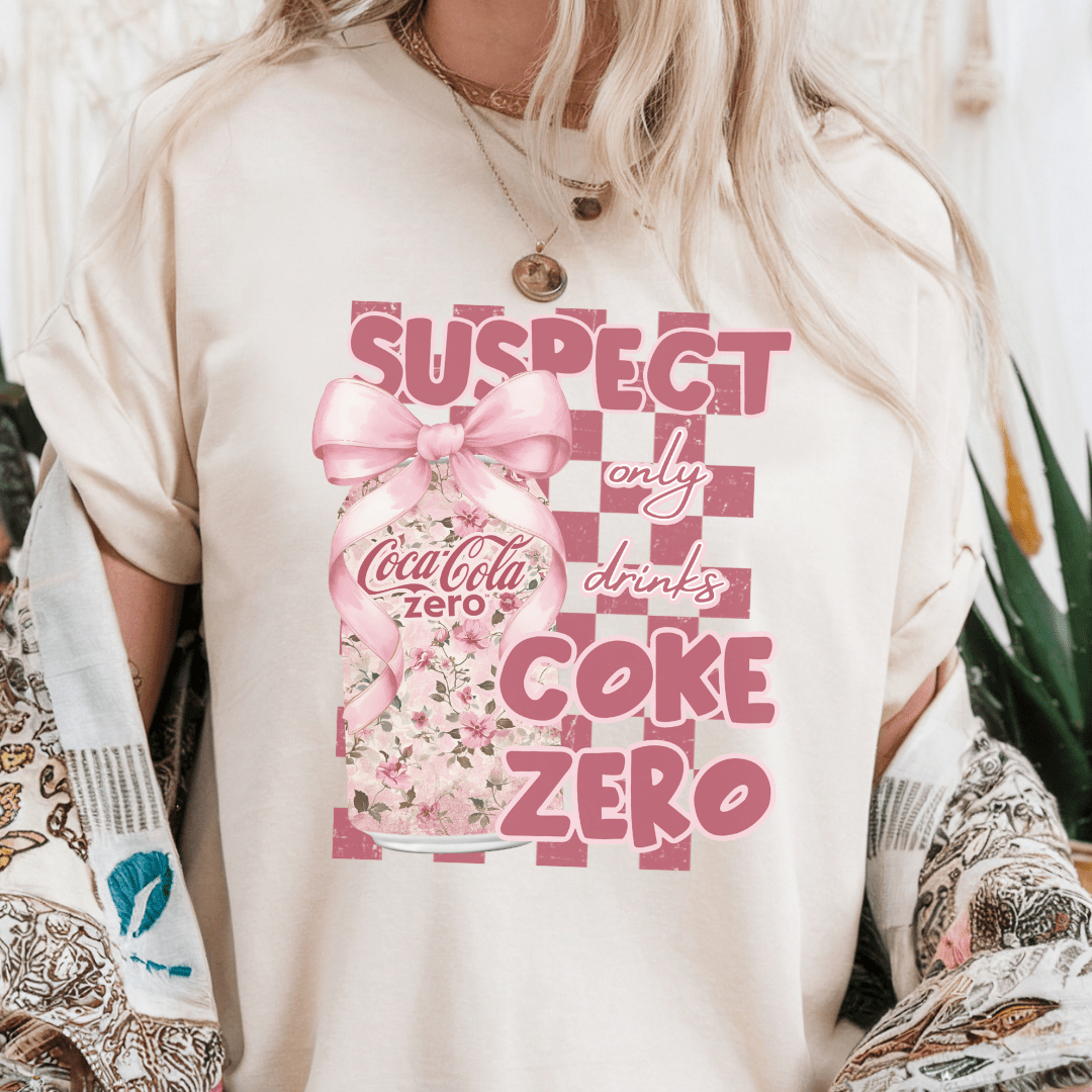 Suspect Trend Pink Coquette Bow Soda T-shirt - Sand - Daydream Design Store - Physical