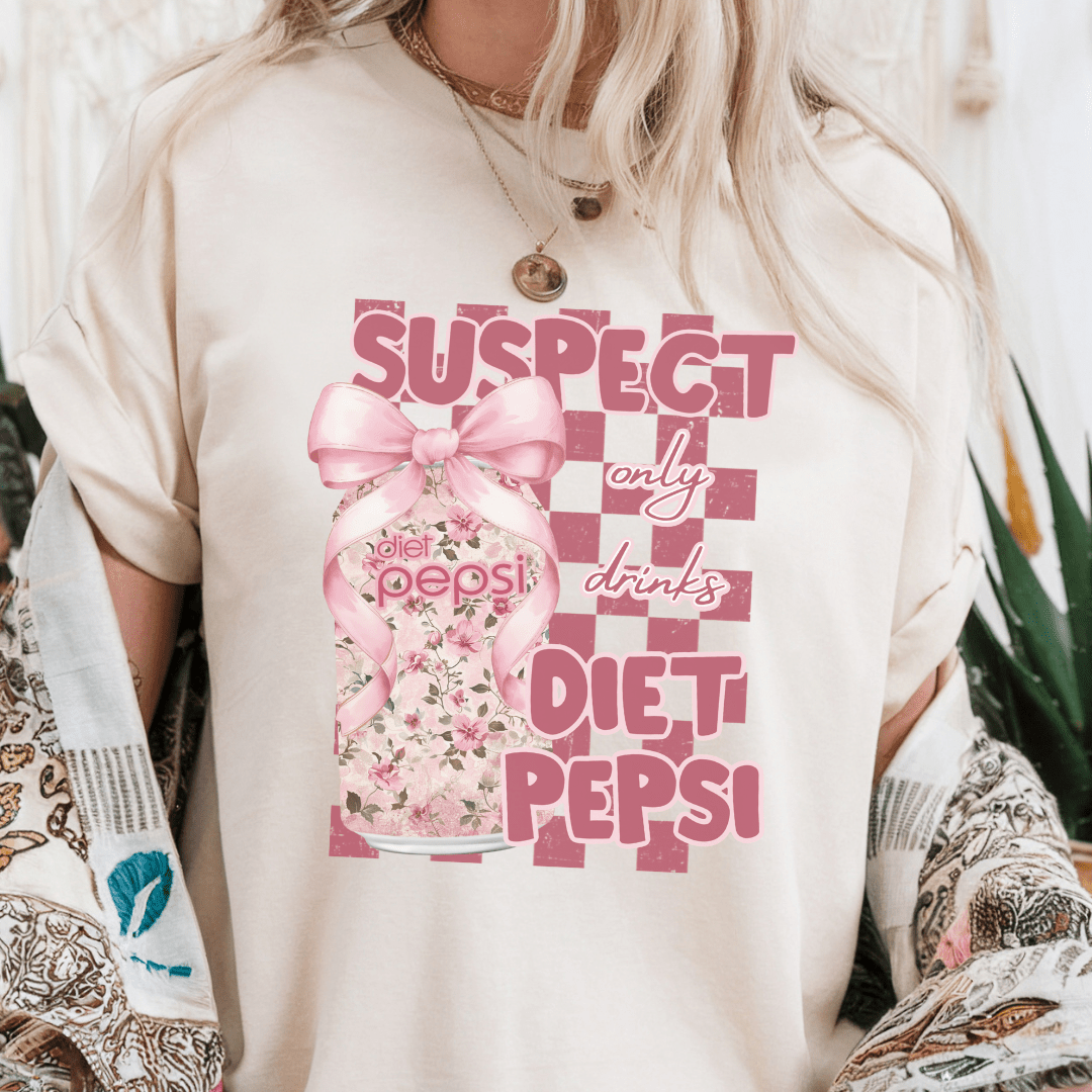 Suspect Trend Pink Coquette Bow Soda T-shirt - Sand - Daydream Design Store - Physical