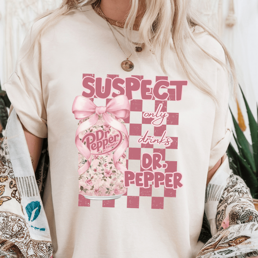 Suspect Trend Pink Coquette Bow Soda T-shirt - Sand - Daydream Design Store - Physical