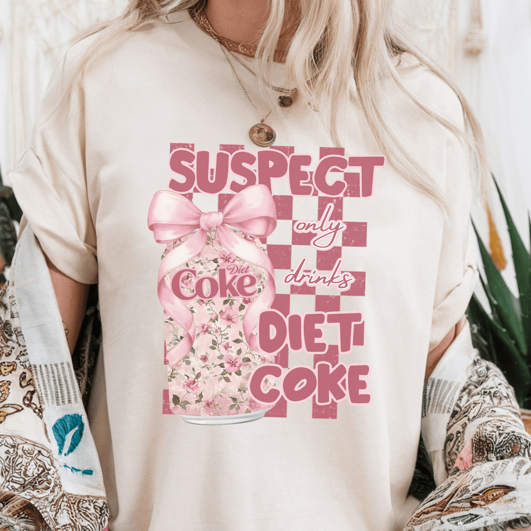 Suspect Trend Pink Coquette Bow Soda T-shirt - Sand - Daydream Design Store - Physical
