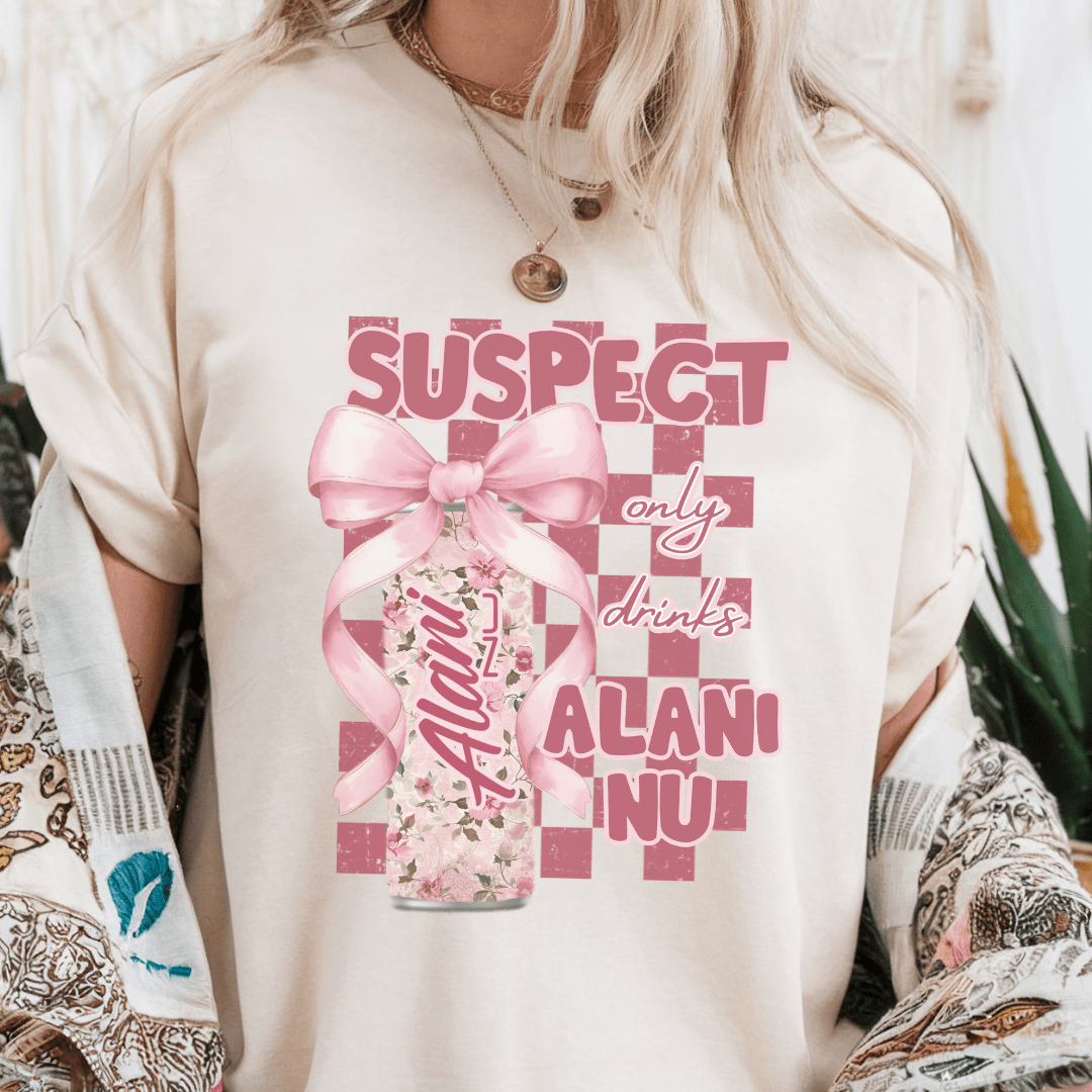 Suspect Trend Pink Coquette Bow Soda T-shirt - Sand - Daydream Design Store - Physical